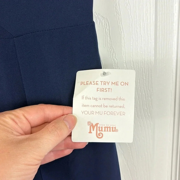 NWT Show Me Your Mumu navy Zurich knot gown sz xs - Picture 7 of 12